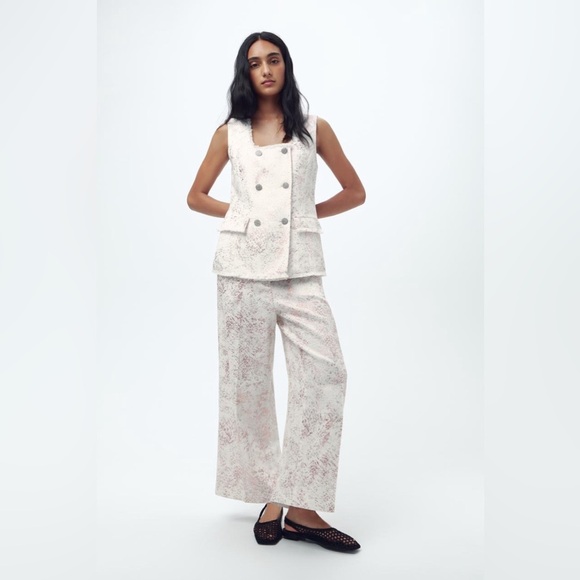 ZARA METALLIC EFFECT 2Pcs Vest and Culottes set - Picture 2 of 15